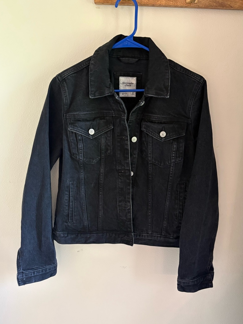 Abercrombie & Fitch Black Denim Trucker Jacket